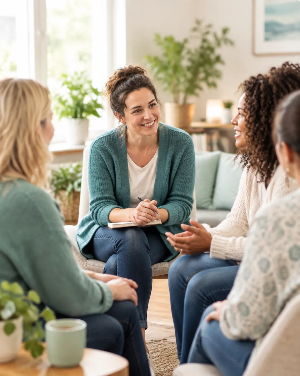 Women taking part in a supportive group workshop